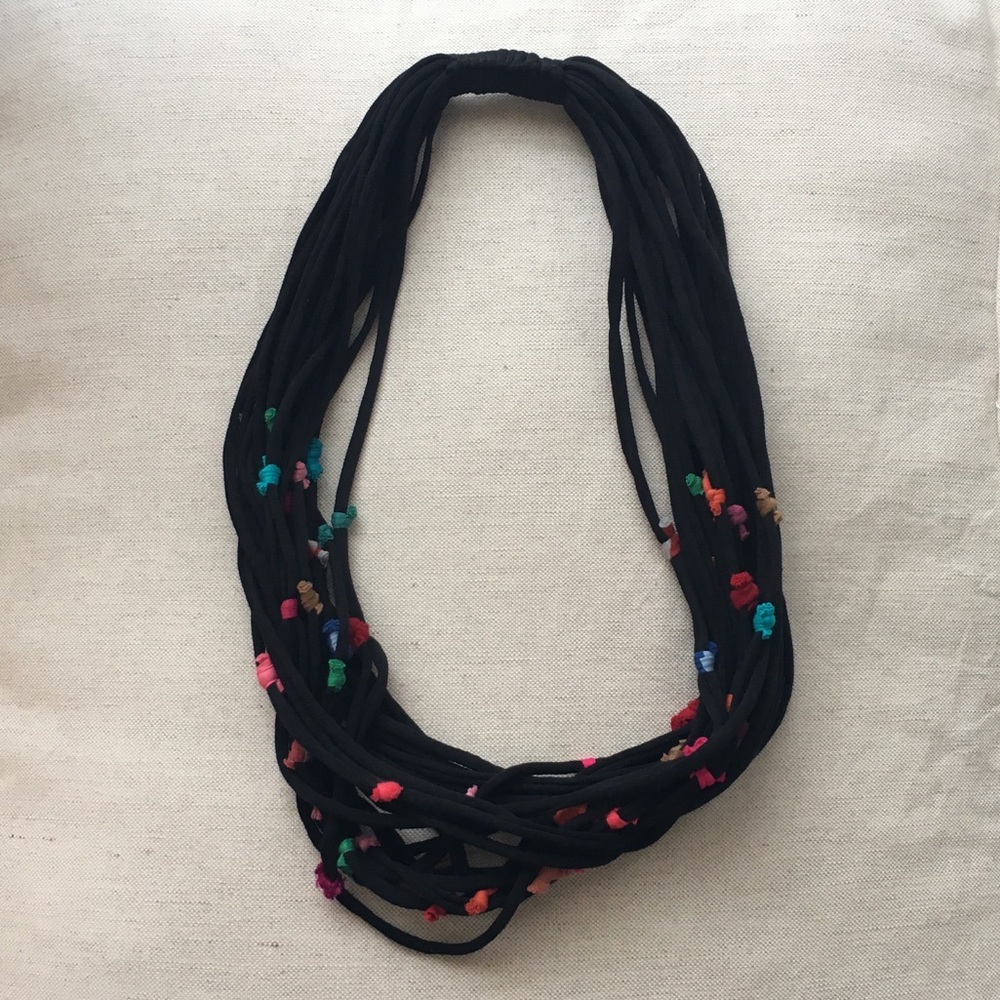 Statement, chunky multi-strand fabric necklace
